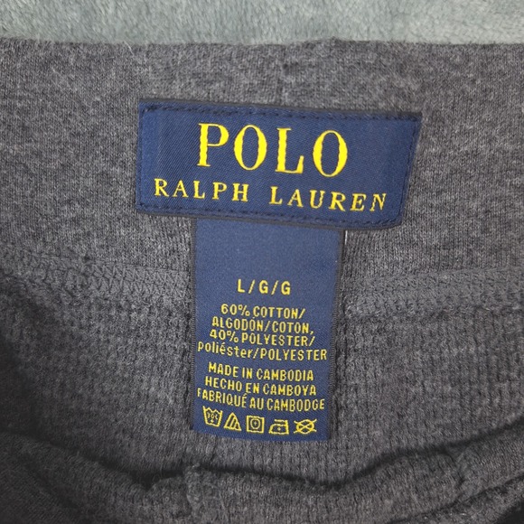 Polo Ralph Lauren Pants Large Gray Thermal Waffle Pajama Lounge Jogger Sleepwear - Picture 2 of 8